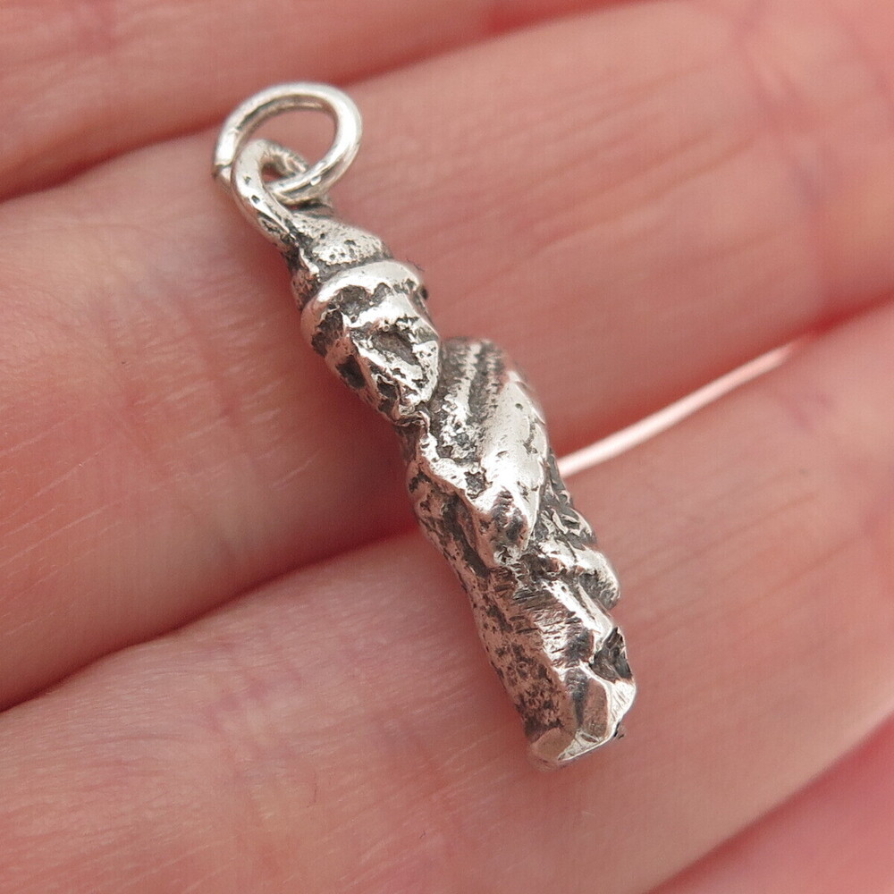 925 Sterling Silver Antique Art Deco Death God Oxidized 3D Mini Charm Pendant
